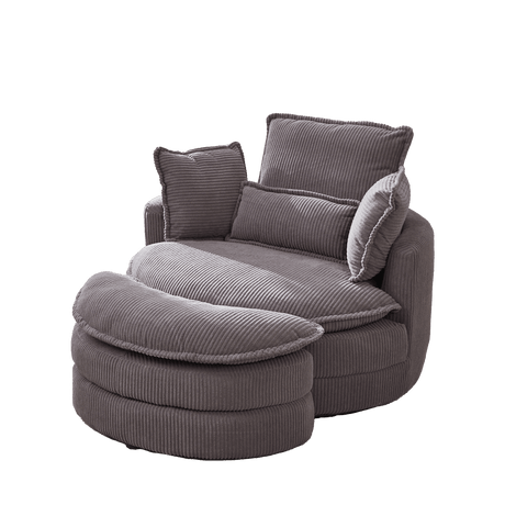 Oversized Modern Corduroy Swivel Chair With Ottoman - Sleep Galleria