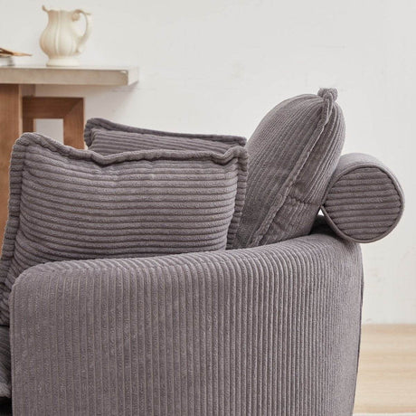 Oversized Modern Corduroy Swivel Chair With Ottoman - Sleep Galleria