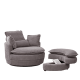 Oversized Modern Corduroy Swivel Chair With Ottoman - Sleep Galleria