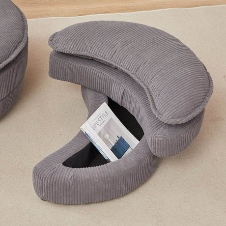 Oversized Modern Corduroy Swivel Chair With Ottoman - Sleep Galleria