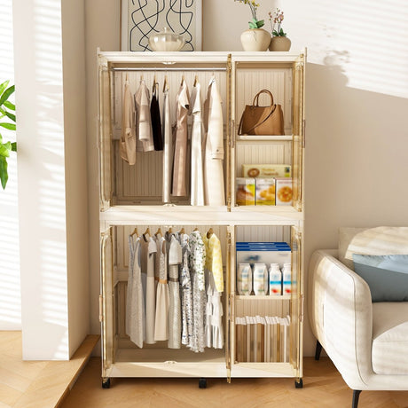 Portable Children’s Wardrobe Closet Storage Organizer With Casters - Serenova - Sleep Galleria