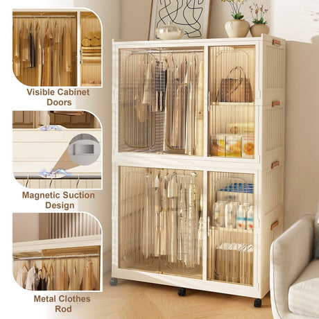 Portable Children’s Wardrobe Closet Storage Organizer With Casters - Serenova - Sleep Galleria