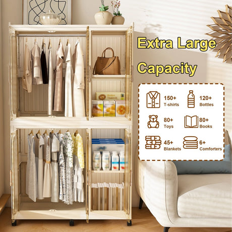 Portable Children’s Wardrobe Closet Storage Organizer With Casters - Serenova - Sleep Galleria