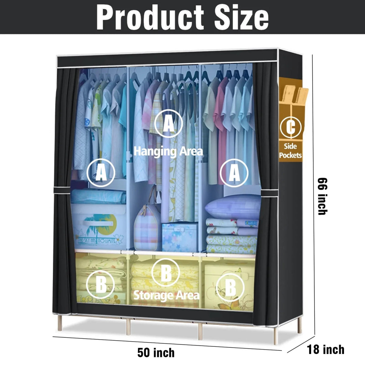 Portable Fabric Closet Organizer Wardrobe Storage Rack - Serenova - Sleep Galleria