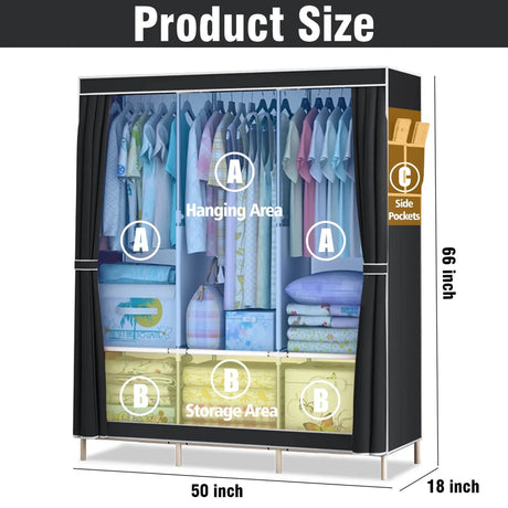 Portable Fabric Closet Organizer Wardrobe Storage Rack - Serenova - Sleep Galleria