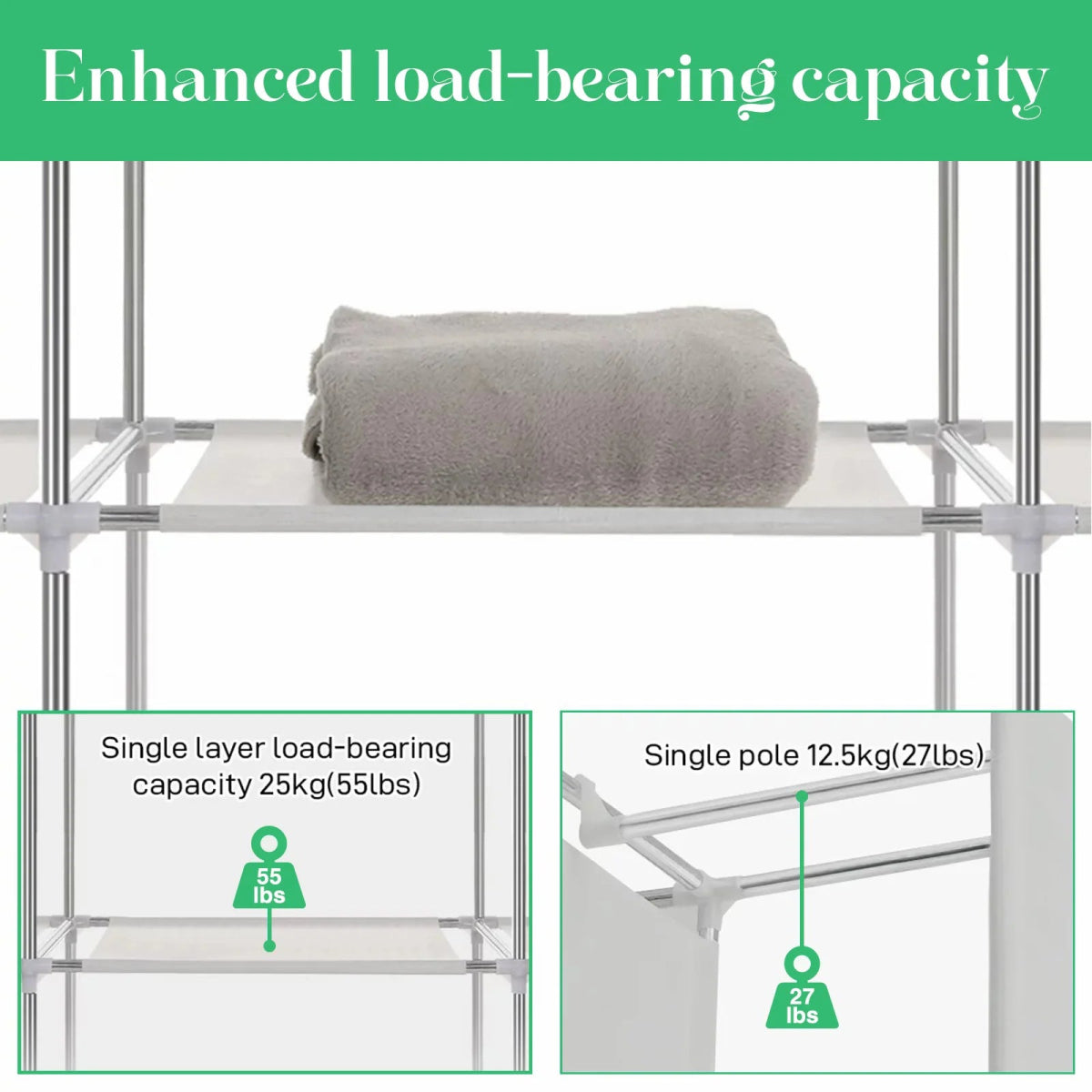 Portable Fabric Closet Organizer Wardrobe Storage Rack - Serenova - Sleep Galleria