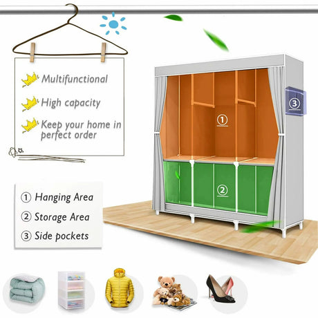 Portable Fabric Closet Organizer Wardrobe Storage Rack - Serenova - Sleep Galleria