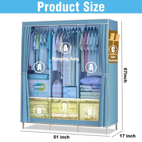 Portable Fabric Closet Organizer Wardrobe Storage Rack - Serenova - Sleep Galleria