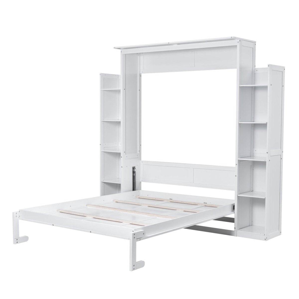 Queen Murphy Wall Bed With Shelves And LED Lights - Sleep Galleria