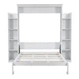 Queen Murphy Wall Bed With Shelves And LED Lights - Sleep Galleria