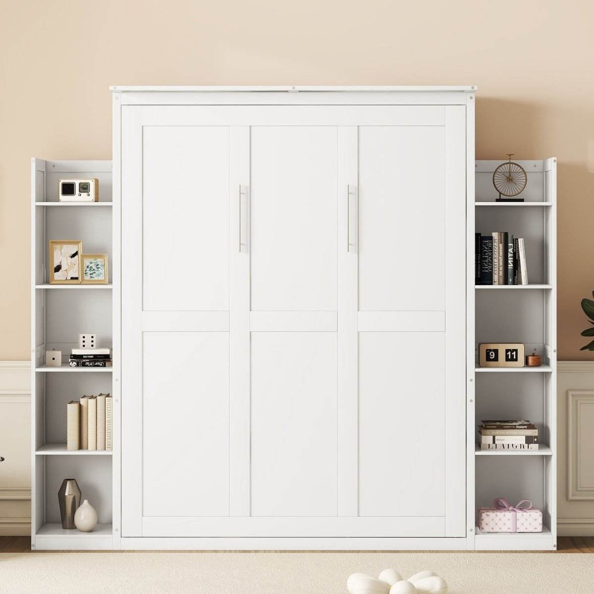 Queen Murphy Wall Bed With Shelves And LED Lights - Sleep Galleria