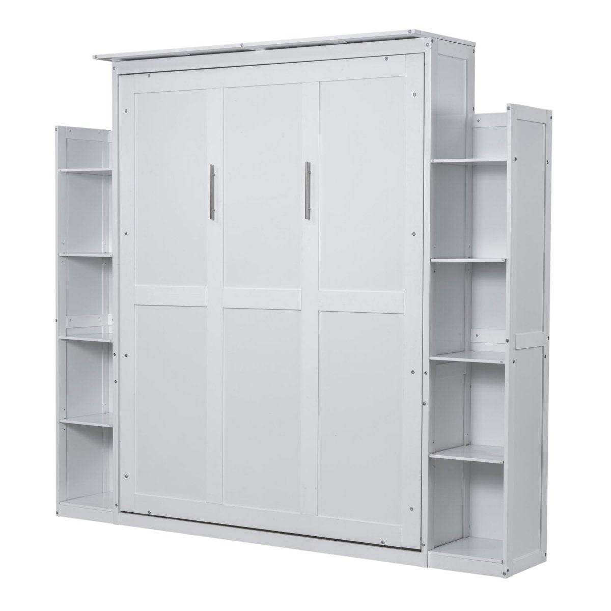 Queen Murphy Wall Bed With Shelves And LED Lights - Sleep Galleria
