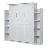 Queen Murphy Wall Bed With Shelves And LED Lights - Sleep Galleria