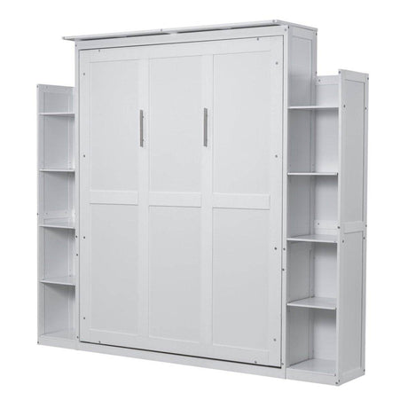 Queen Murphy Wall Bed With Shelves And LED Lights - Sleep Galleria