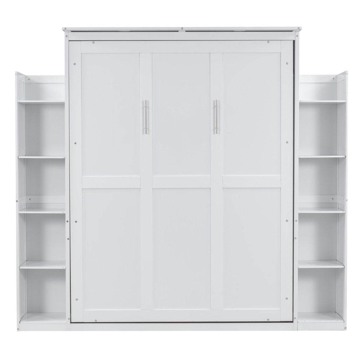 Queen Murphy Wall Bed With Shelves And LED Lights - Sleep Galleria
