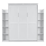 Queen Murphy Wall Bed With Shelves And LED Lights - Sleep Galleria