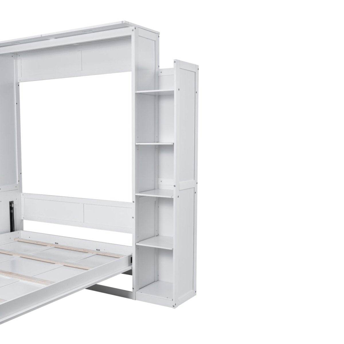 Queen Murphy Wall Bed With Shelves And LED Lights - Sleep Galleria