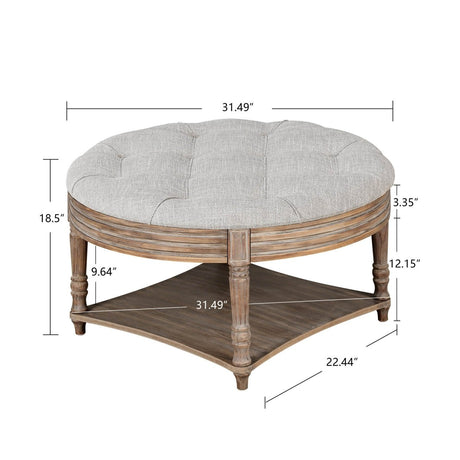 Round Tufted Storage Ottoman Coffee Table With Waterproof Top - Serenova - Sleep Galleria