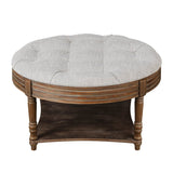Round Tufted Storage Ottoman Coffee Table With Waterproof Top - Sleep Galleria