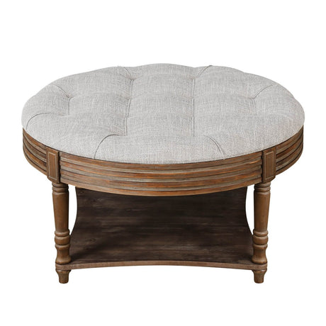 Round Tufted Storage Ottoman Coffee Table With Waterproof Top - Serenova - Sleep Galleria