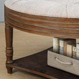 Round Tufted Storage Ottoman Coffee Table With Waterproof Top - Sleep Galleria