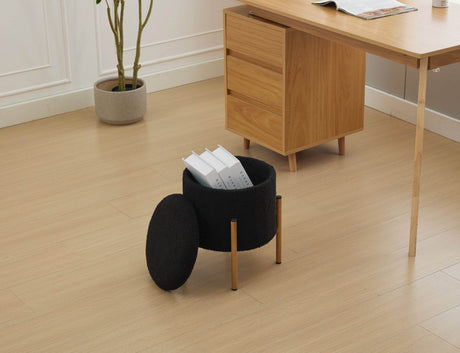 Round Upholstered Storage Ottoman With Removable Lid - Serenova - Sleep Galleria