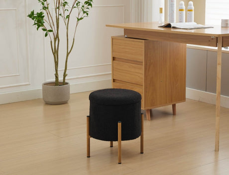 Round Upholstered Storage Ottoman With Removable Lid - Serenova - Sleep Galleria
