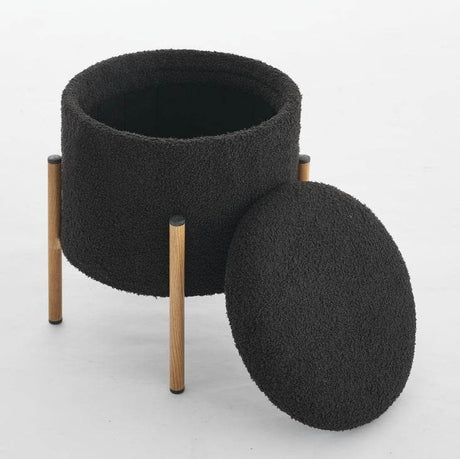 Round Upholstered Storage Ottoman With Removable Lid - Serenova - Sleep Galleria
