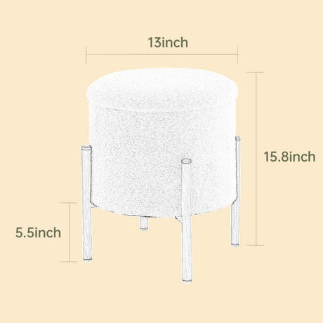 Round Upholstered Storage Ottoman With Removable Lid - Serenova - Sleep Galleria