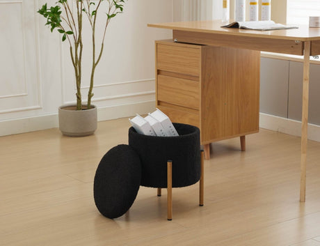 Round Upholstered Storage Ottoman With Removable Lid - Serenova - Sleep Galleria