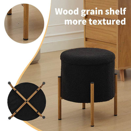 Round Upholstered Storage Ottoman With Removable Lid - Serenova - Sleep Galleria