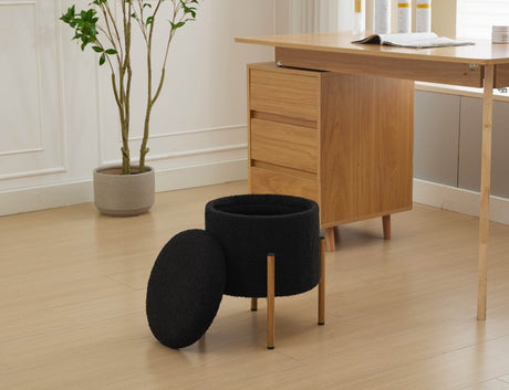 Round Upholstered Storage Ottoman With Removable Lid - Serenova - Sleep Galleria