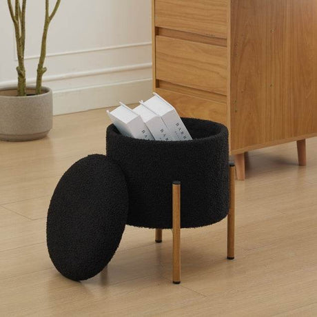 Round Upholstered Storage Ottoman With Removable Lid - Serenova - Sleep Galleria
