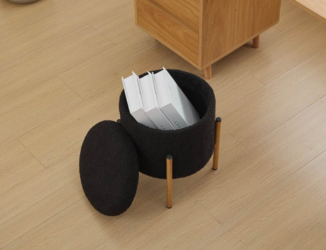 Round Upholstered Storage Ottoman With Removable Lid - Serenova - Sleep Galleria
