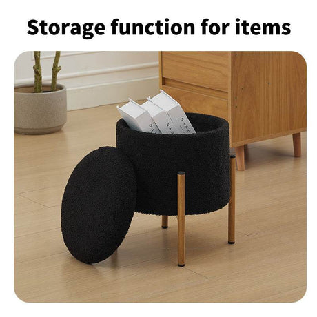Round Upholstered Storage Ottoman With Removable Lid - Serenova - Sleep Galleria