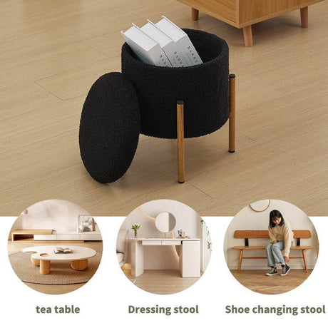 Round Upholstered Storage Ottoman With Removable Lid - Serenova - Sleep Galleria