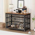 Rustic Brown Furniture Style Dog Crate With Wheels - Sleep Galleria