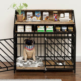 Rustic Brown MDF Iron Large Dog Crate Furniture - Sleep Galleria