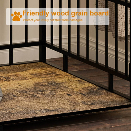 Rustic Brown MDF Iron Large Dog Crate Furniture - Sleep Galleria