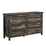 Rustic Farmhouse Dark Oak 6-Drawer Dresser - Sleep Galleria