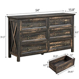 Rustic Farmhouse Dark Oak 6-Drawer Dresser - Sleep Galleria