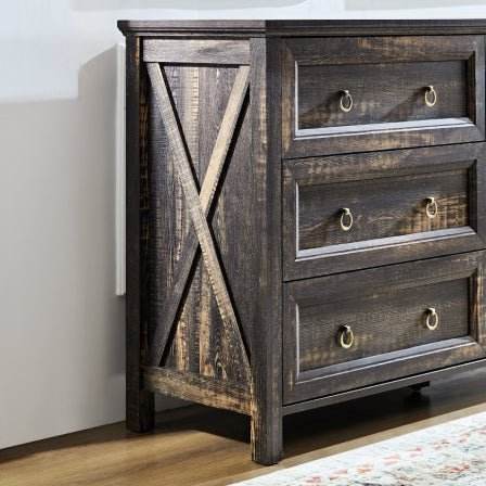 Rustic Farmhouse Dark Oak 6-Drawer Dresser - Sleep Galleria