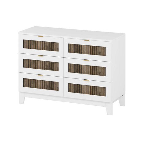 Rustic Farmhouse Wooden Dresser With 6 Drawers - Sleep Galleria