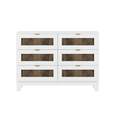 Rustic Farmhouse Wooden Dresser With 6 Drawers - Sleep Galleria