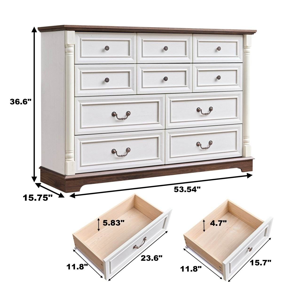 Rustic Walnut 10-Drawer Wooden Storage Dresser - Sleep Galleria