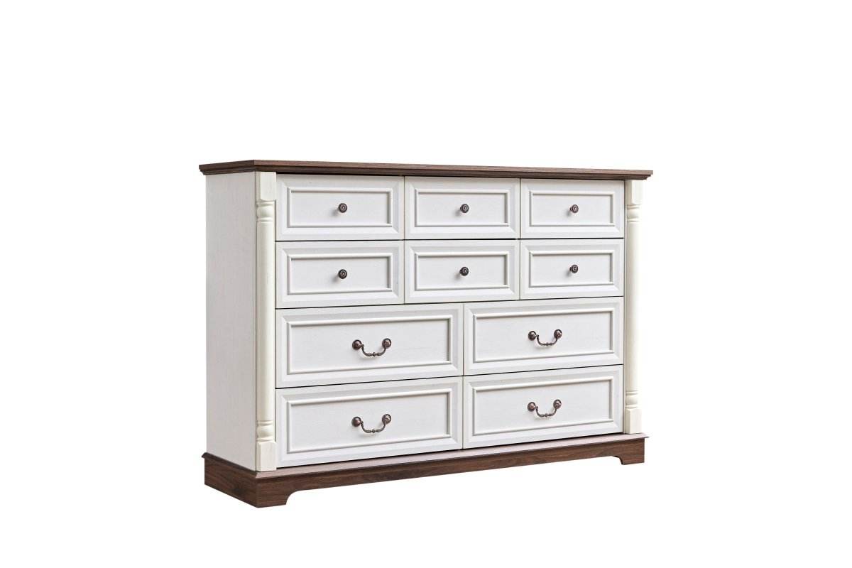 Rustic Walnut 10-Drawer Wooden Storage Dresser - Sleep Galleria