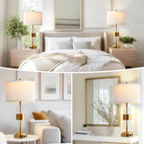 Set Of 2 Brushed Gold Metal Touch Control Lamps - Sleep Galleria