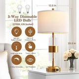 Set Of 2 Brushed Gold Metal Touch Control Lamps - Sleep Galleria