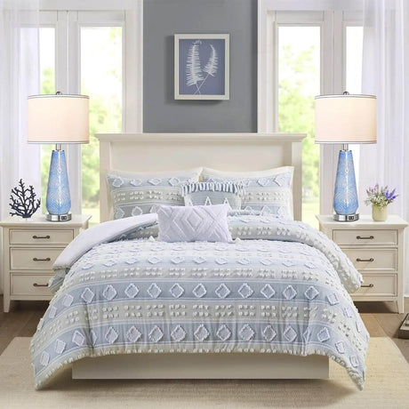Set Of 2 Modern Blue Ceramic Touch Control Table Lamps - Serenova - Sleep Galleria