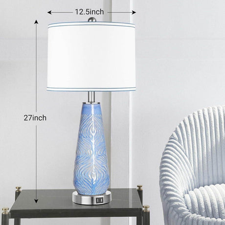 Set Of 2 Modern Blue Ceramic Touch Control Table Lamps - Serenova - Sleep Galleria